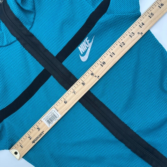 Nike Dry Fit Womens Teal Waffle Knit Full Zip Hoodie Mesh Jacket Small 19542 - Picture 7 of 11